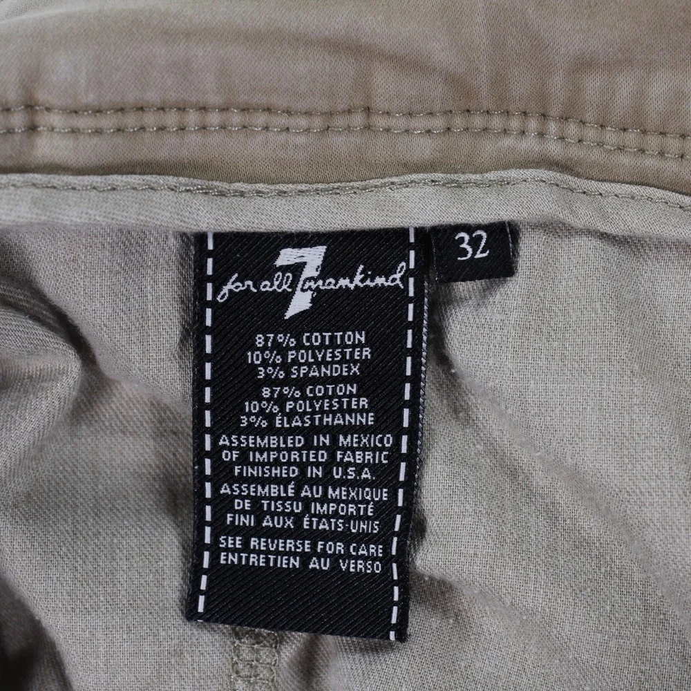 7 For All Mankind Luxe Performance Khaki Chino Pants Men's Size 32